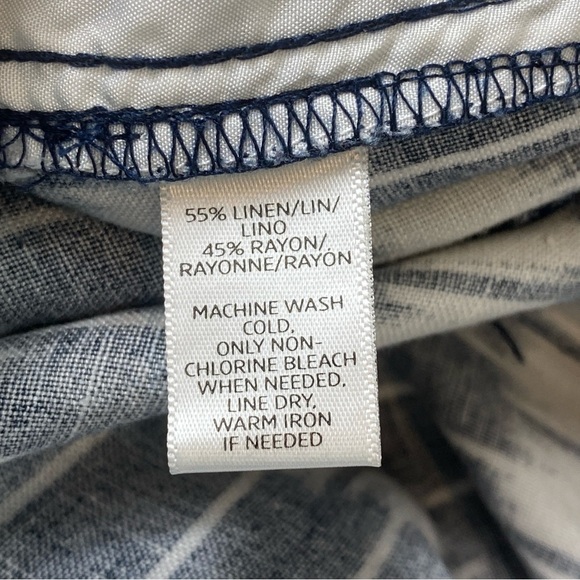 LOFT Navy and White Zigzag Unlined Linen Rayon Blend Mini Skirt Sz‎ 12 - Picture 7 of 12